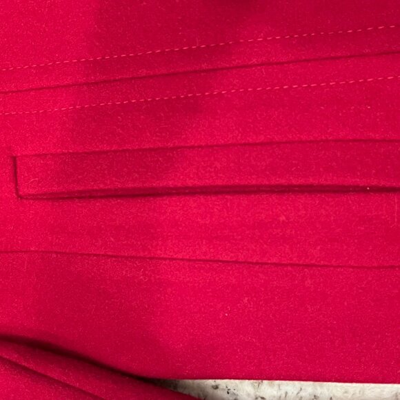 London Fog Red Wool Coat with Attached Plaid Fringe Scarf Women's Size Med EUC - Picture 10 of 15